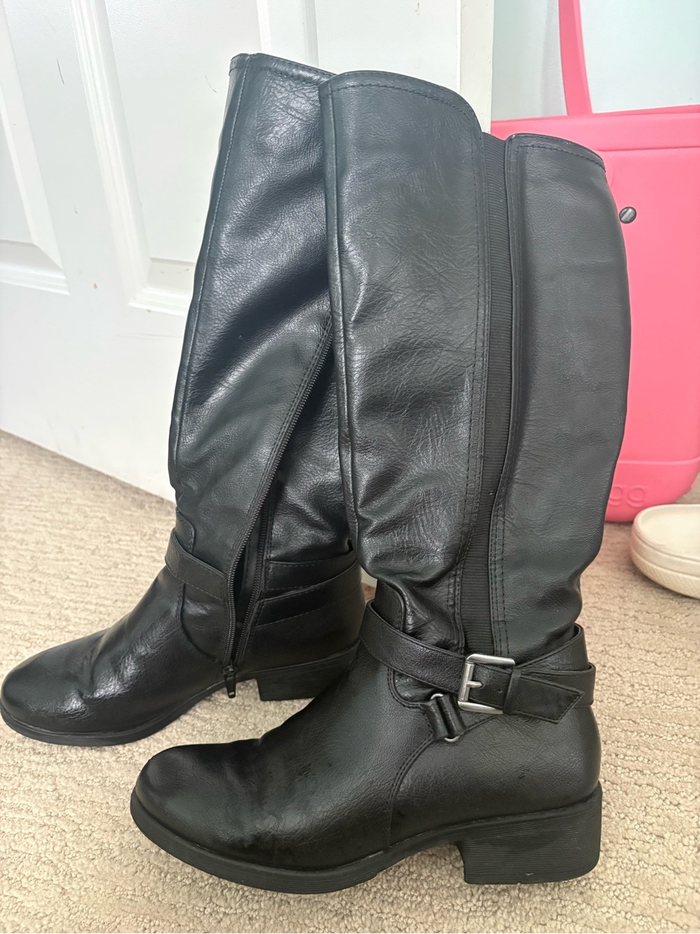 Women’s Black Leather Knee-High Riding Boots